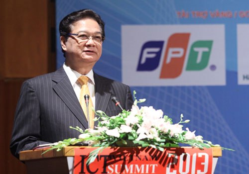 Thủ tướng Nguyễn Tấn Dũng phát biểu khai mạc Vietnam ICT Summit 2013. Ảnh: Phong Anh.