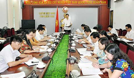 Đồng chí Nguyễn Đức Long, Phó Bí thư Tỉnh uỷ, Chủ tịch HĐND tỉnh phát biểu kết luận cuộc họp.