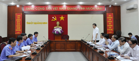 Đồng chi Nguyễn Đức Long, Phó Bí thư Tỉnh ủy, Chủ tịch HĐND tỉnh phát biểu tại buổi làm việc 