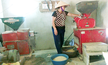 Dịch vụ máy xay xát của gia đình chị Đỗ Thị Dung, thôn Khe Cát (xã Tân Dân, Hoành Bồ) đang mang lại nguồn thu nhập khá cho gia đình.