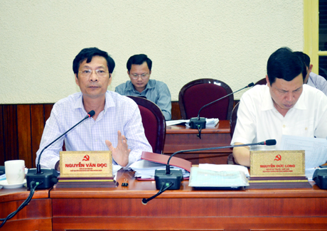 Đồng chí Nguyễn Văn Đọc, Chủ tịch UBND tỉnh phát biểu tại hội nghị.