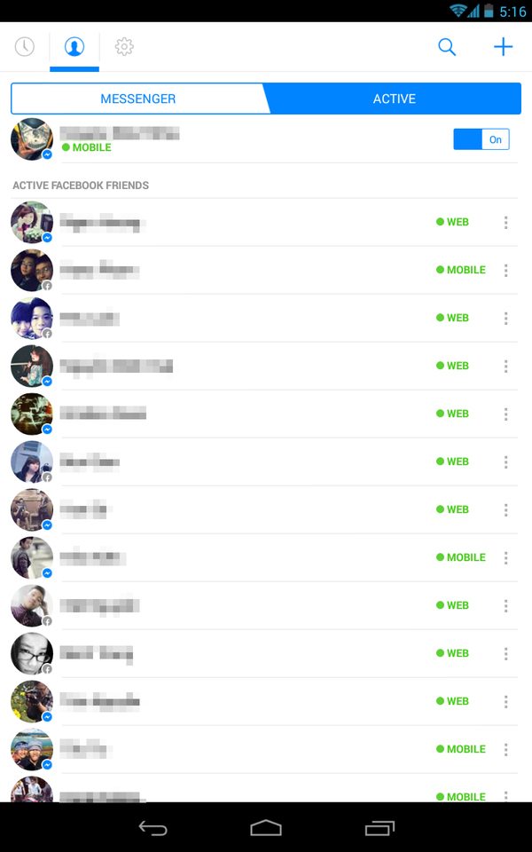 Giao diện Facebook mới tương đồng với ứng dụng Facebook Messenger trên Android.
