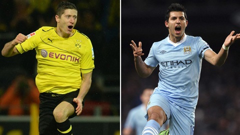 Robert Lewandowski (trái) và Sergio Aguero