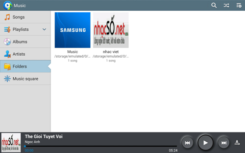 Nghe nhạc theo thư mục với trình nghe nhạc trực tiếp của Samsung.