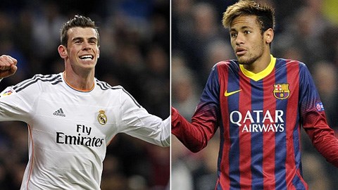 Gareth Bale (trái) đang có hiệu quả thi đấu tốt hơn Neymar