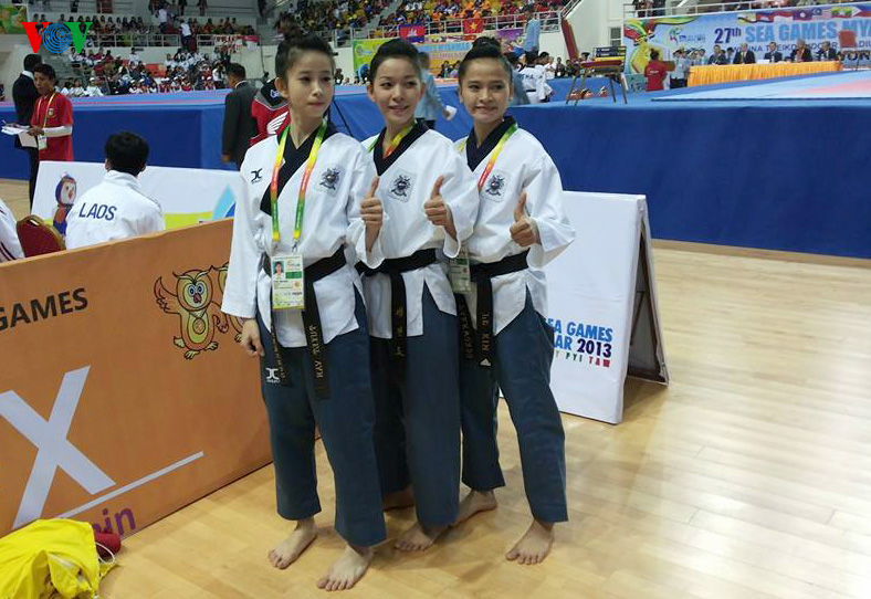 3 nữ VĐV giành HCV Taekwondo (ảnh: Ngọc Duy)