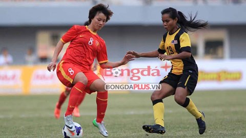 Minh Nguyệt trong một pha đi bóng. Ảnh: Phan Tùng