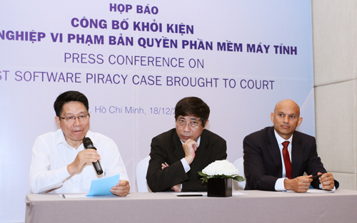 Họp báo công bố vụ kiện đầu tiên về vi phạm bản quyền phần mềm. Ảnh: BSA.