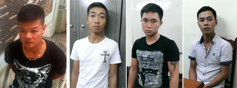 Trường “đô” cầm đầu nhóm côn đồ đất Cảng (ảnh trái đầu tiên). 3 đối tượng bị bắt trong ngày 6/6 là: Lương Văn Đạt, Vũ Văn Dũng và Lương Văn Tuân.