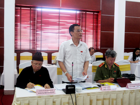 Đại biểu Trần Văn Minh, Phó trưởng Ban Dân nguyện của Quốc hội phát biểu tại tổ. 