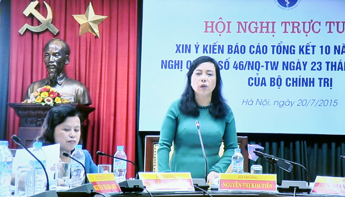 Bộ trưởng Bộ Y tế Nguyễn Thị Kim Tiến phát biểu tại hội nghị.
