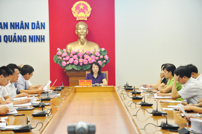 Quang cảnh hội nghị tại điểm cầu Quảng Ninh.