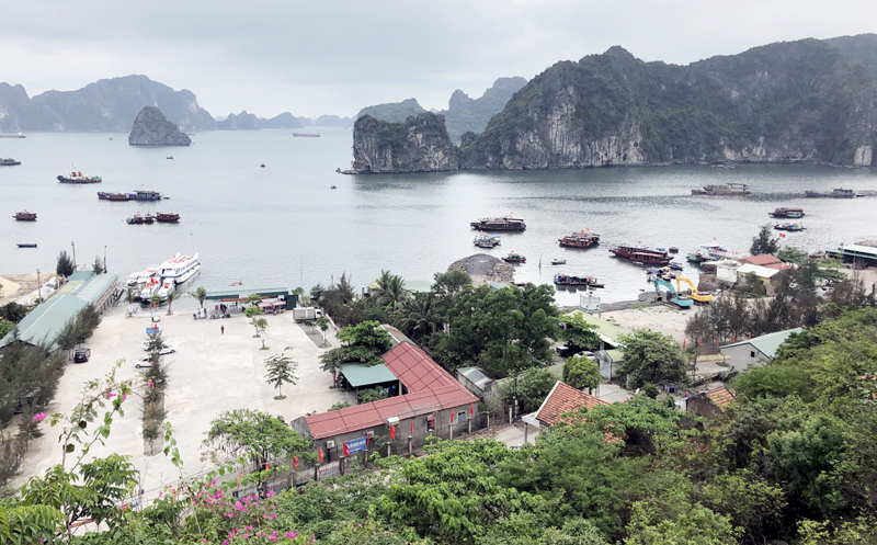 Từ động Thiên Đăng du khách sẽ được phóng tầm mắt ngắn cảnh vịnh Bái Tử Long xinh đẹp