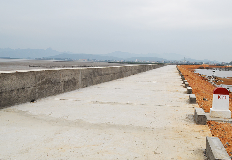 Tuyến đê Quan lạn dài 7,5km đang hoàn thành vượt tiến độ, đảm bảo an toàn trong mùa mưa lũ