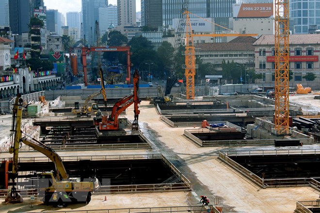 Một góc nhà ga Bến Thành (quận 1), công trường dự án Metro số 1 Bến Thành-Suối Tiên. Ảnh minh họa. (Ảnh: Hoàng Hải/TTXVN)