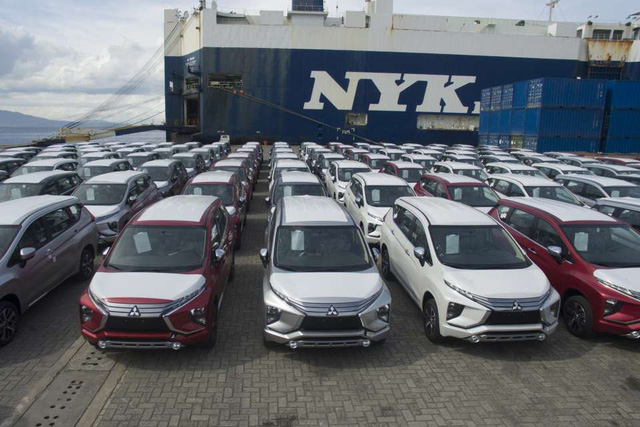 Lô xe Mitsubishi Xpander vừa cập cảng Philippines cách đây gần 1 tuần. Ảnh: Autoindustria.
