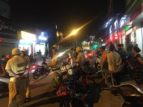 Hiện trường vụ cướp được phong tỏa.