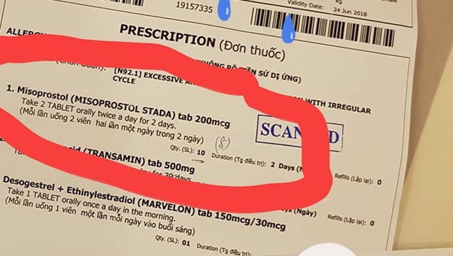 Đơn thuốc của bác sĩ Lê Thanh Hùng - Bệnh viện FV - kê cho bệnh nhân Nguyễn Thị Mộng Châu. Ảnh: FBNV