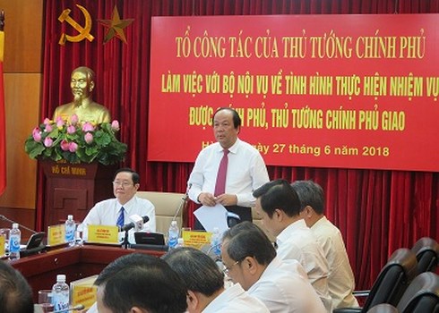 Bộ trưởng, Chủ nhiệm VPCP Mai Tiến Dũng phát biểu tại buổi làm việc