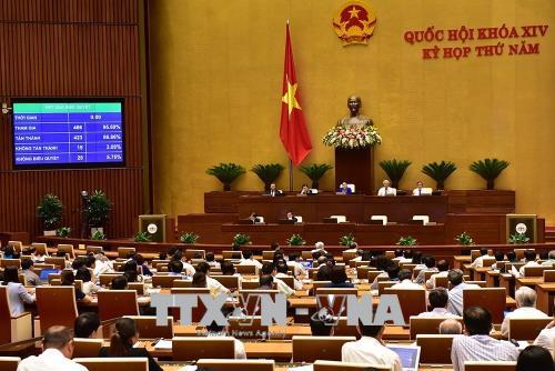 Quốc hội đã biểu quyết thông qua Luật An ninh mạng với tỷ lệ tán thành 86,86%. Ảnh: Dương Giang/TTXVN