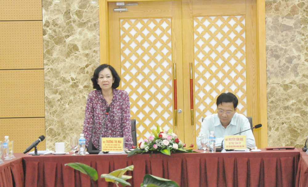 Ủy viên Bộ Chính trị, Trưởng Ban Dân vận Trung ương Trương Thị Mai phát biểu chỉ đạo đối với tỉnh Quảng Ninh.