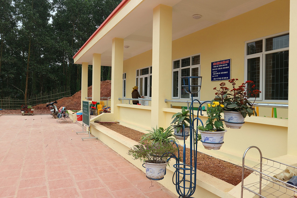 Điểm trường mầm non của xã Đồng Sơn tại thôn Phủ Liễn (huyện Hoành Bồ) được đầu tư xây dựng từ nguồn hỗ trợ của Chương trình 135 và được hoàn thành vào cuối năm 2017. Ảnh: Vân Anh