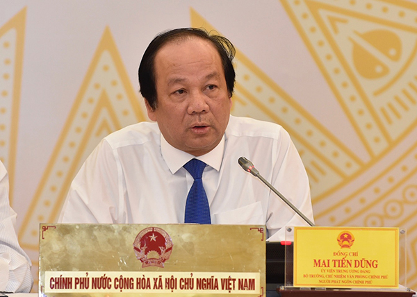 Bộ trưởng Mai Tiến Dũng trả lời câu hỏi của báo chí. Ảnh: VGP/Nhật Bắc