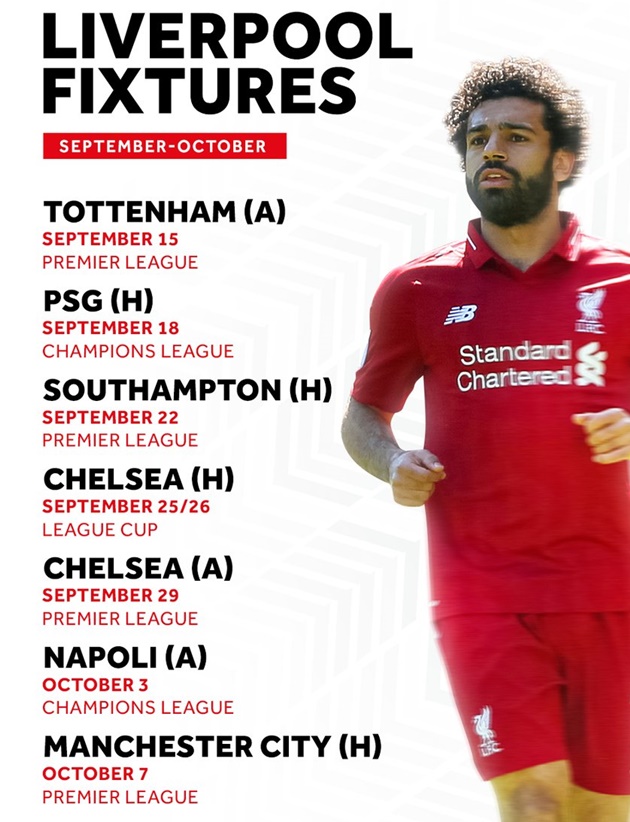  Lịch thi đấu khủng khiếp Liverpool phải đối mặt.