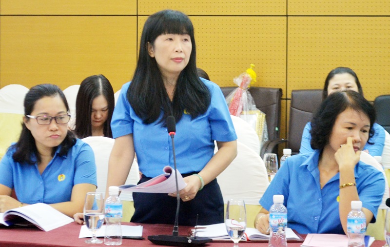 Phát biểu tham gia ý kiến của Chủ tịch Công đoàn Công ty CP Nước sạch Quảng Ninh.