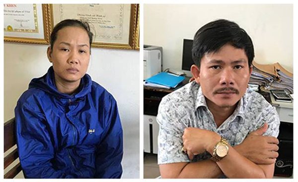 Các đối tượng Nguyễn Vũ Hải (phải) và Bùi Thị Cúc (trái).