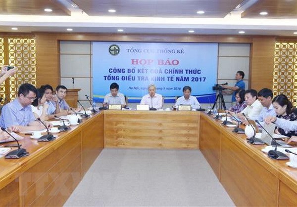 Quang cảnh buổi công bố kết quả Tổng điều tra kinh tế năm 2017. (Ảnh: Danh Lam/TTXVN)