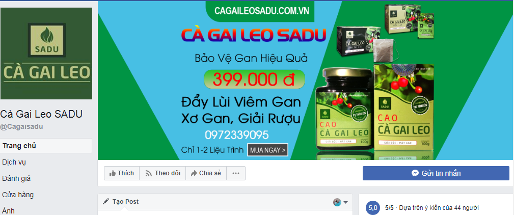 Thông tin quảng cáo cà gai leo Sadu