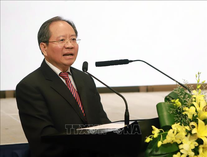 Thứ trưởng Bộ Tài chính Đỗ Hoàng Anh Tuấn phát biểu khai mạc diễn đàn. Ảnh: Hoàng Hùng/TTXVN