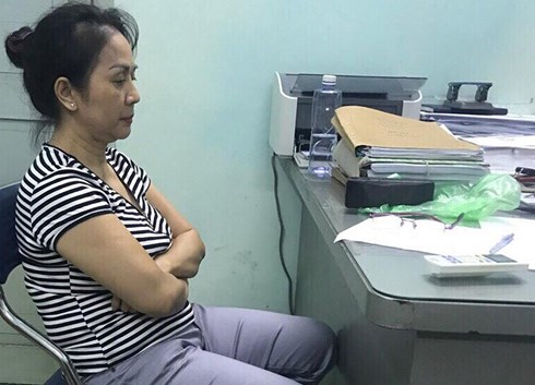 Bị can Hằng tại cơ quan điều tra.