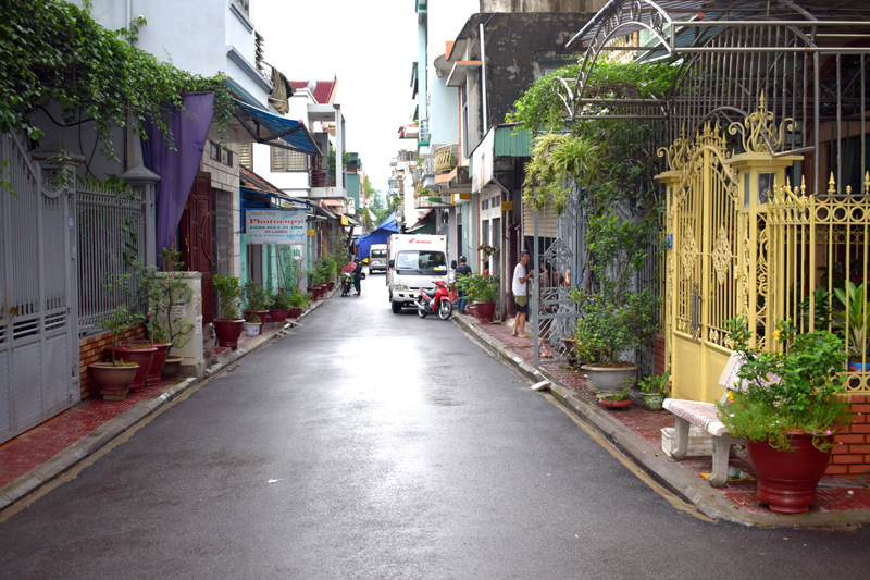 Hoa được người dân trang trí bên đường khu phố Minh Khai, phường Cẩm Tây, TP Cẩm Phả