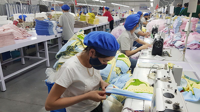 Sản xuất khăn mặt, khăn tắm tại Công ty TNHH Đại Đông Việt Nam (KCN Cảng biển Hải Hà)