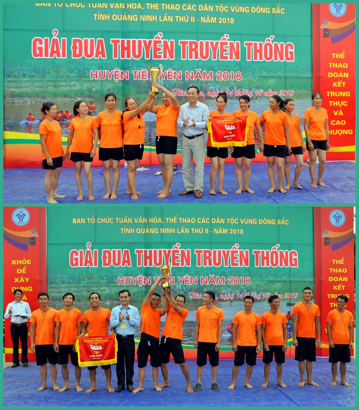 Các đội vô địch 2 nội dung nam và nữ nâng cao chiếc cúp vô địch của giải