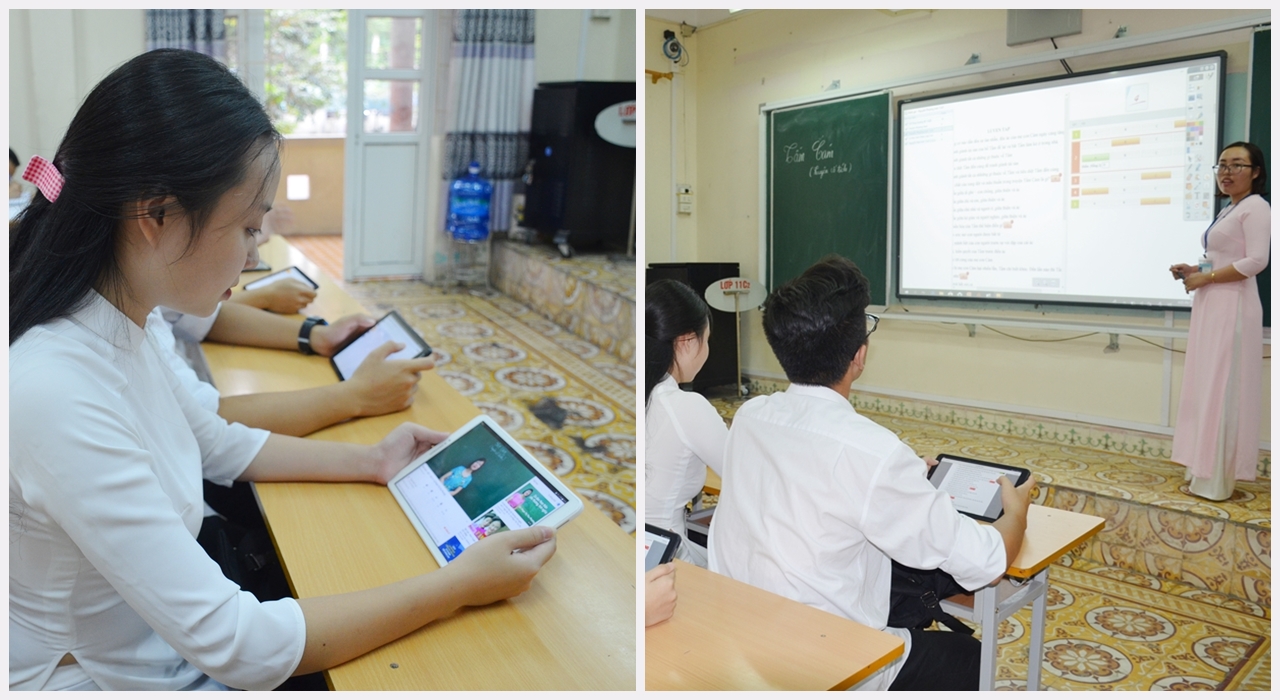 Với máy tính bảng, học sinh có thể làm bài kiểm tra, tham gia các trò chơi