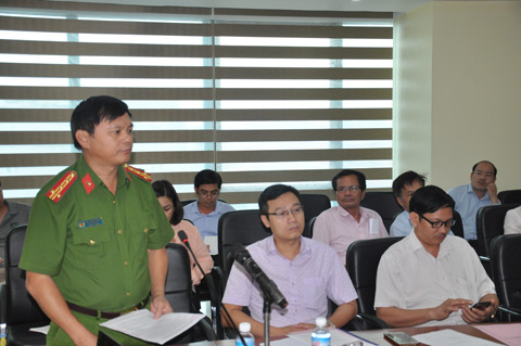 Lãnh đạo Công an tỉnh phát biểu 