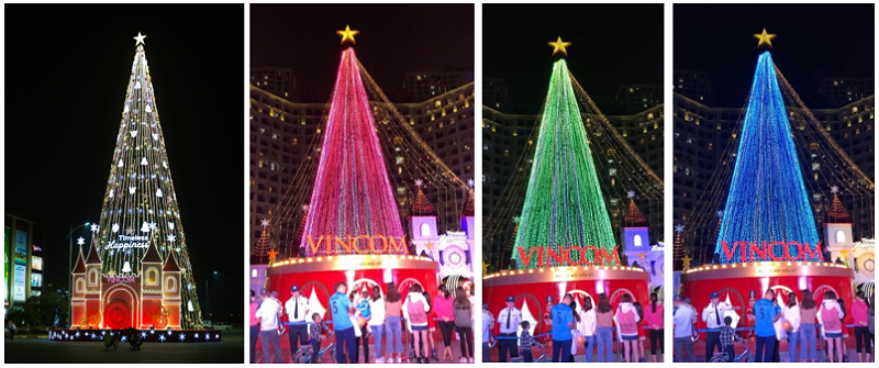 Vincom toàn quốc được thắp sáng lung linh với cây thông Noel khổng lồ.