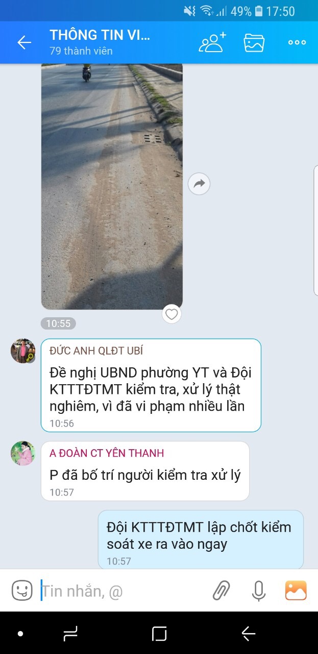 thành phố đã tạo nhóm Zalo “Thông tin vi phạm môi trường Uông Bí”