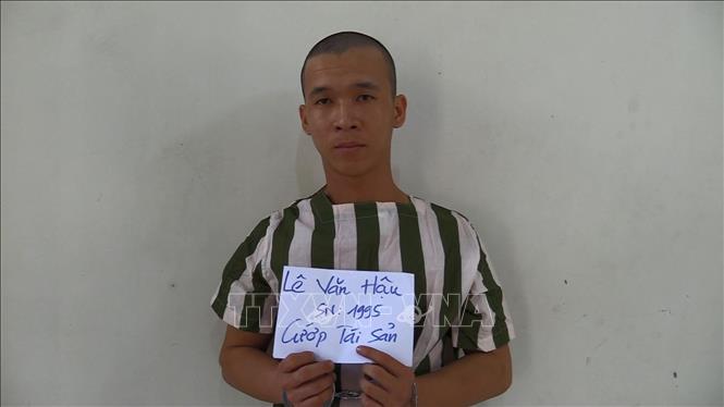 Đối tượng Lê Văn Hậu tại cơ quan công an.