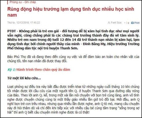 Bài viết trên báo Phú Thọ về vụ việc đã bị xóa bỏ sau khi đăng 2 giờ.