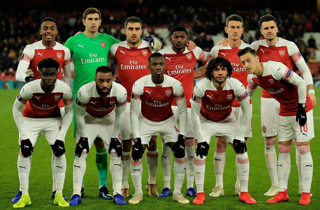 Đội hình trẻ của Arsenal trong cuộc tiếp đón Qarabag.