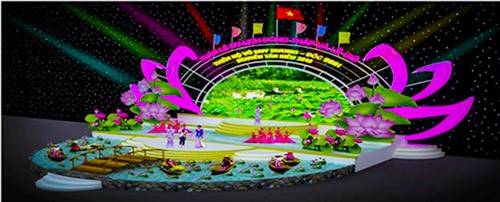 Dự kiến phối cảnh sân khấu lễ khai mạc. (Nguồn: dongthap.gov.vn)