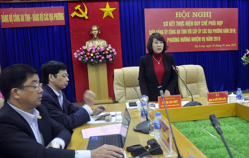 Đồng chí Vũ Thị Thu Thủy, Phó Chủ tịch UBND tỉnh phát biểu chỉ đạo tại hội nghị.