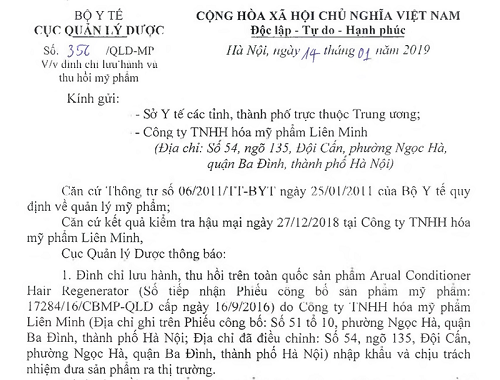 Mỹ phẩm nhập khẩu và lưu thông có tính năng sản phẩm không đúng như hồ sơ đã công bố.