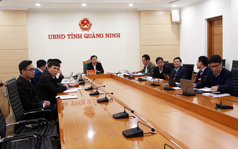 Đồng chí Cao Tường Huy, Phó Chủ tịch UBND tỉnh chủ trì tại điểm cầu Quảng Ninh