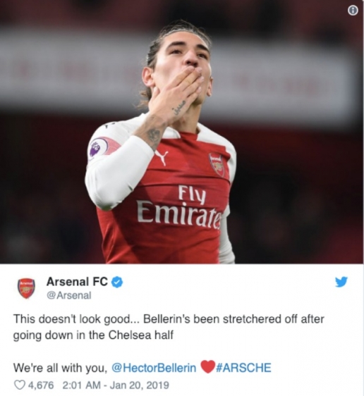  Dòng trạng thái lo lắng của Arsenal.