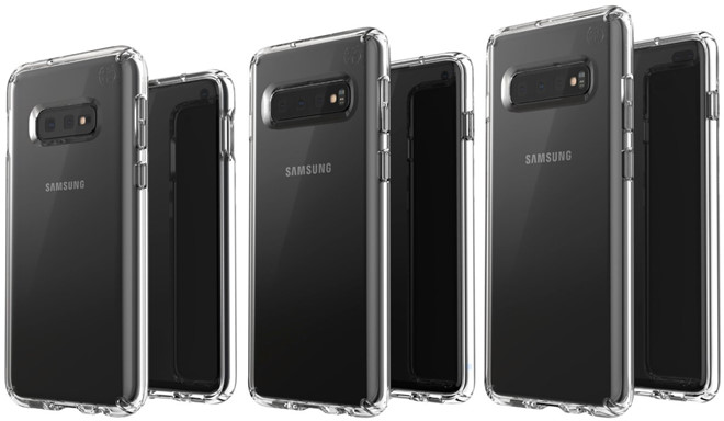 Hình ảnh rò rỉ của ba chiếc Galaxy S10 sắp ra mắt của Samsung. Ảnh: @Evan Blass.
